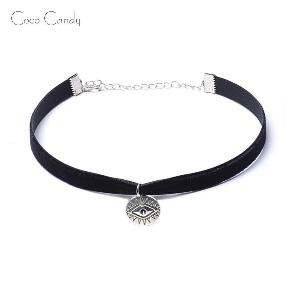 🆕Silver Evil Eye Pendant Choker Necklace